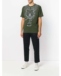 T-shirt girocollo stampata verde oliva di Kenzo