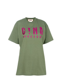 T-shirt girocollo stampata verde oliva di Gina