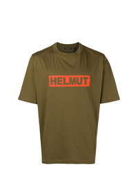 T-shirt girocollo stampata verde oliva di Helmut Lang