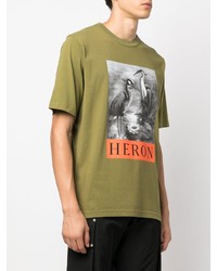 T-shirt girocollo stampata verde oliva di Heron Preston