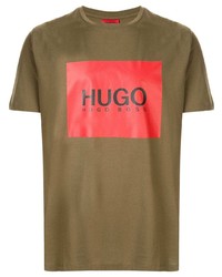 T-shirt girocollo stampata verde oliva di Hugo Hugo Boss