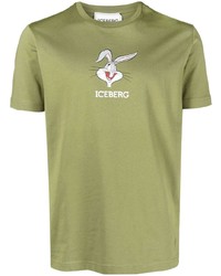 T-shirt girocollo stampata verde oliva di Iceberg