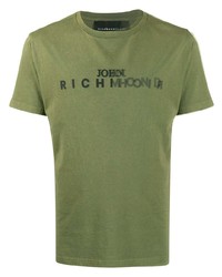 T-shirt girocollo stampata verde oliva di John Richmond