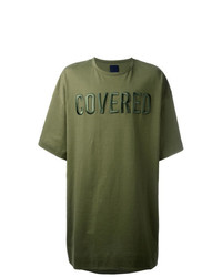 T-shirt girocollo stampata verde oliva di Juun.J