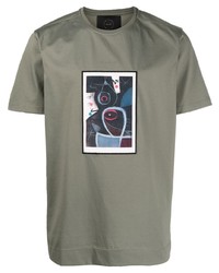 T-shirt girocollo stampata verde oliva di Limitato