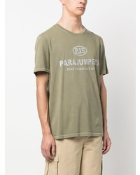 T-shirt girocollo stampata verde oliva di Parajumpers