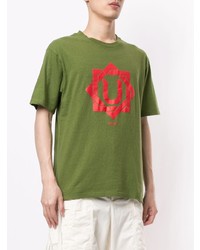 T-shirt girocollo stampata verde oliva di Undercover