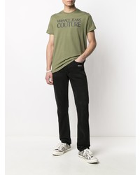 T-shirt girocollo stampata verde oliva di VERSACE JEANS COUTURE