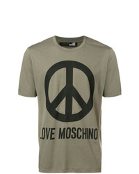 T-shirt girocollo stampata verde oliva di Love Moschino