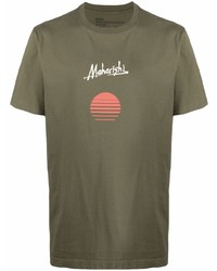 T-shirt girocollo stampata verde oliva di Maharishi