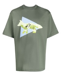T-shirt girocollo stampata verde oliva di MAISON KITSUNÉ