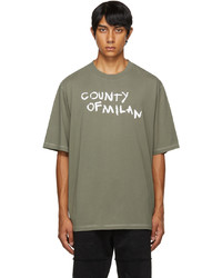 T-shirt girocollo stampata verde oliva di Marcelo Burlon County of Milan