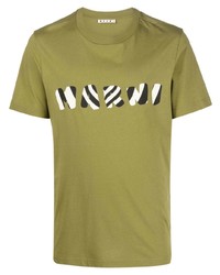T-shirt girocollo stampata verde oliva di Marni