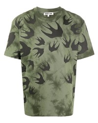 T-shirt girocollo stampata verde oliva di McQ Swallow