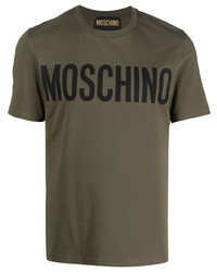 T-shirt girocollo stampata verde oliva di Moschino