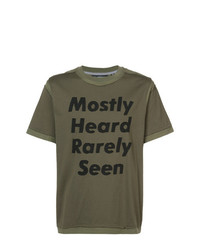 T-shirt girocollo stampata verde oliva di Mostly Heard Rarely Seen