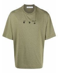 T-shirt girocollo stampata verde oliva di Off-White