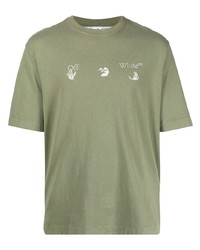 T-shirt girocollo stampata verde oliva di Off-White