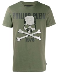 T-shirt girocollo stampata verde oliva di Philipp Plein