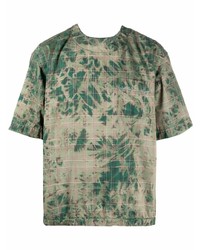 T-shirt girocollo stampata verde oliva di Sacai