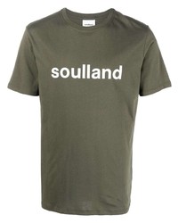T-shirt girocollo stampata verde oliva di Soulland