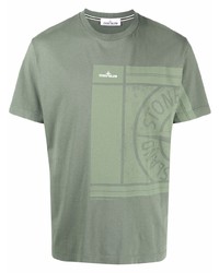 T-shirt girocollo stampata verde oliva di Stone Island