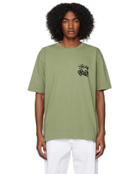 T-shirt girocollo stampata verde oliva di Stussy