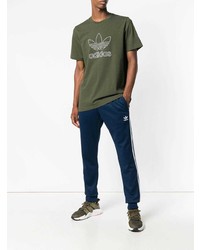 T-shirt girocollo stampata verde oliva di adidas