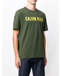 T-shirt girocollo stampata verde oliva di CK Calvin Klein