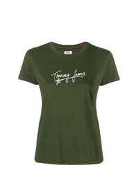 T-shirt girocollo stampata verde oliva di Tommy Jeans