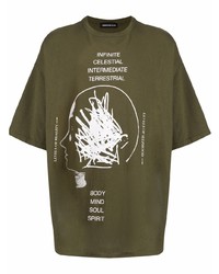 T-shirt girocollo stampata verde oliva di UNDERCOVE