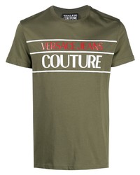 T-shirt girocollo stampata verde oliva di VERSACE JEANS COUTURE