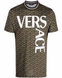 T-shirt girocollo stampata verde oliva di Versace