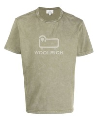 T-shirt girocollo stampata verde oliva di Woolrich