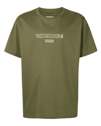 T-shirt girocollo stampata verde oliva di Wooyoungmi