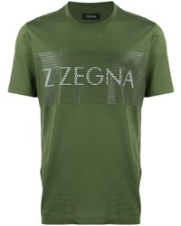 T-shirt girocollo stampata verde oliva di Z Zegna