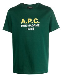 T-shirt girocollo stampata verde scuro di A.P.C.