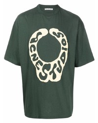 T-shirt girocollo stampata verde scuro di Acne Studios