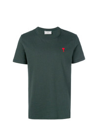 T-shirt girocollo stampata verde scuro di AMI Alexandre Mattiussi