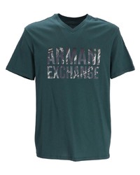 T-shirt girocollo stampata verde scuro di Armani Exchange