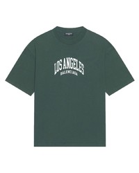 T-shirt girocollo stampata verde scuro di Balenciaga