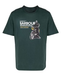 T-shirt girocollo stampata verde scuro di Barbour