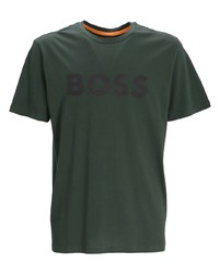 T-shirt girocollo stampata verde scuro di BOSS