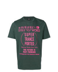 T-shirt girocollo stampata verde scuro di Diesel