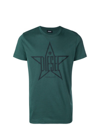 T-shirt girocollo stampata verde scuro di Diesel