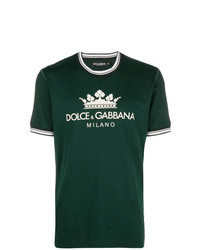 T-shirt girocollo stampata verde scuro di Dolce & Gabbana