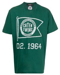 T-shirt girocollo stampata verde scuro di DSQUARED2