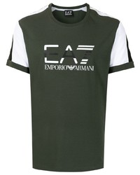 T-shirt girocollo stampata verde scuro di Ea7 Emporio Armani