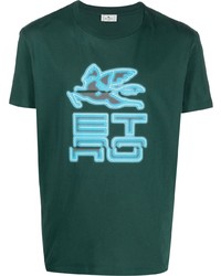 T-shirt girocollo stampata verde scuro di Etro