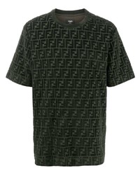 T-shirt girocollo stampata verde scuro di Fendi